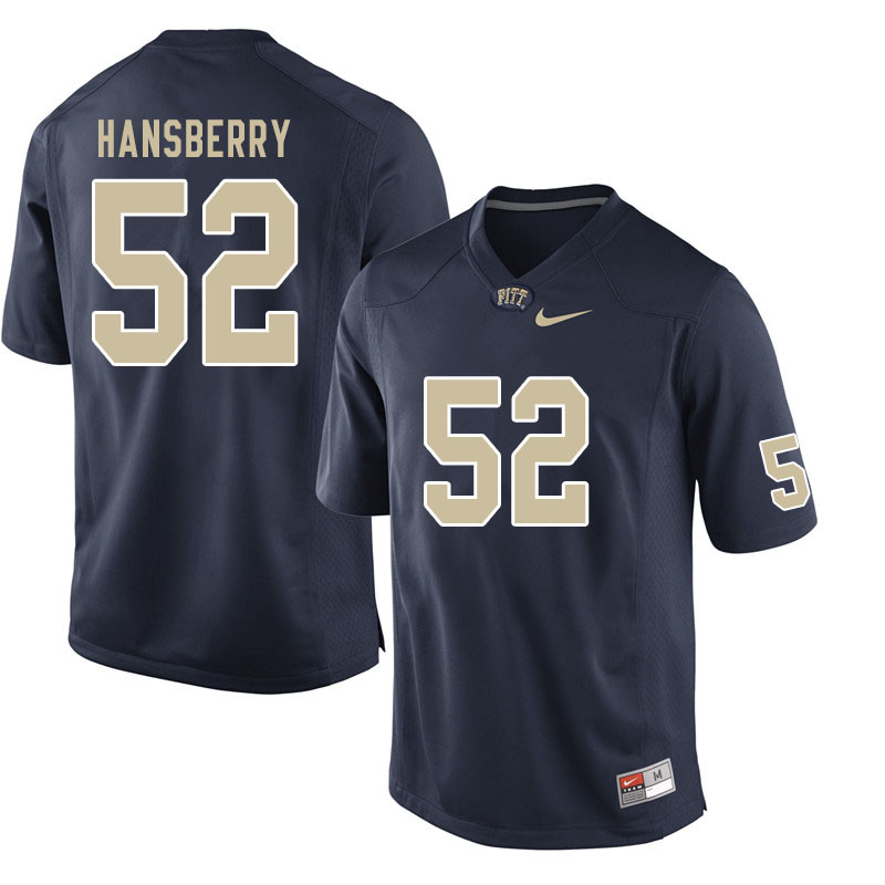 Men #52 Jack Hansberry Pitt Panthers College Football Jerseys Sale-Navy